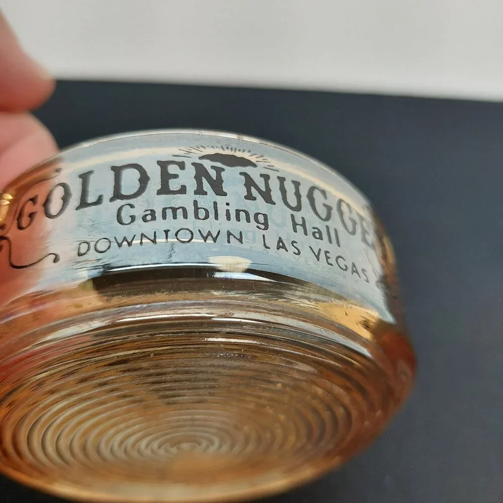 VTG Old Las Vegas Golden Nugget Gambling Hall Ashtray Iridescent Amber Color - Picture 3 of 6